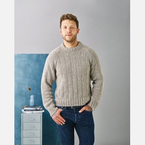 Herresweater m/tv�rg�ende striber i rib
