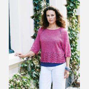 ByPermin opskrift - Raglanbluse med hulmnster nederst