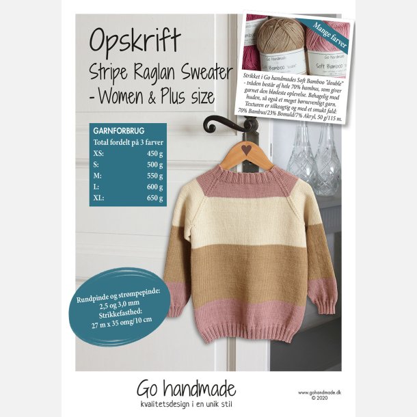 Go Handmade - Stripe Raglan Sweater - Women &amp; Plus size (XS - XL) - DK