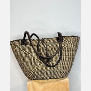 Hammershus Fairtrade skuldertaske Large - Unik sort/hvid kryds