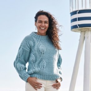 Sweater med bladmnster